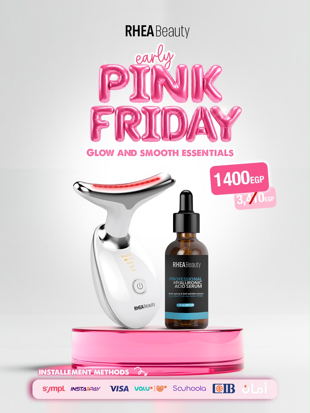 Glow and smooth essentials - face vibration EMS - Hyaluronic acid serum