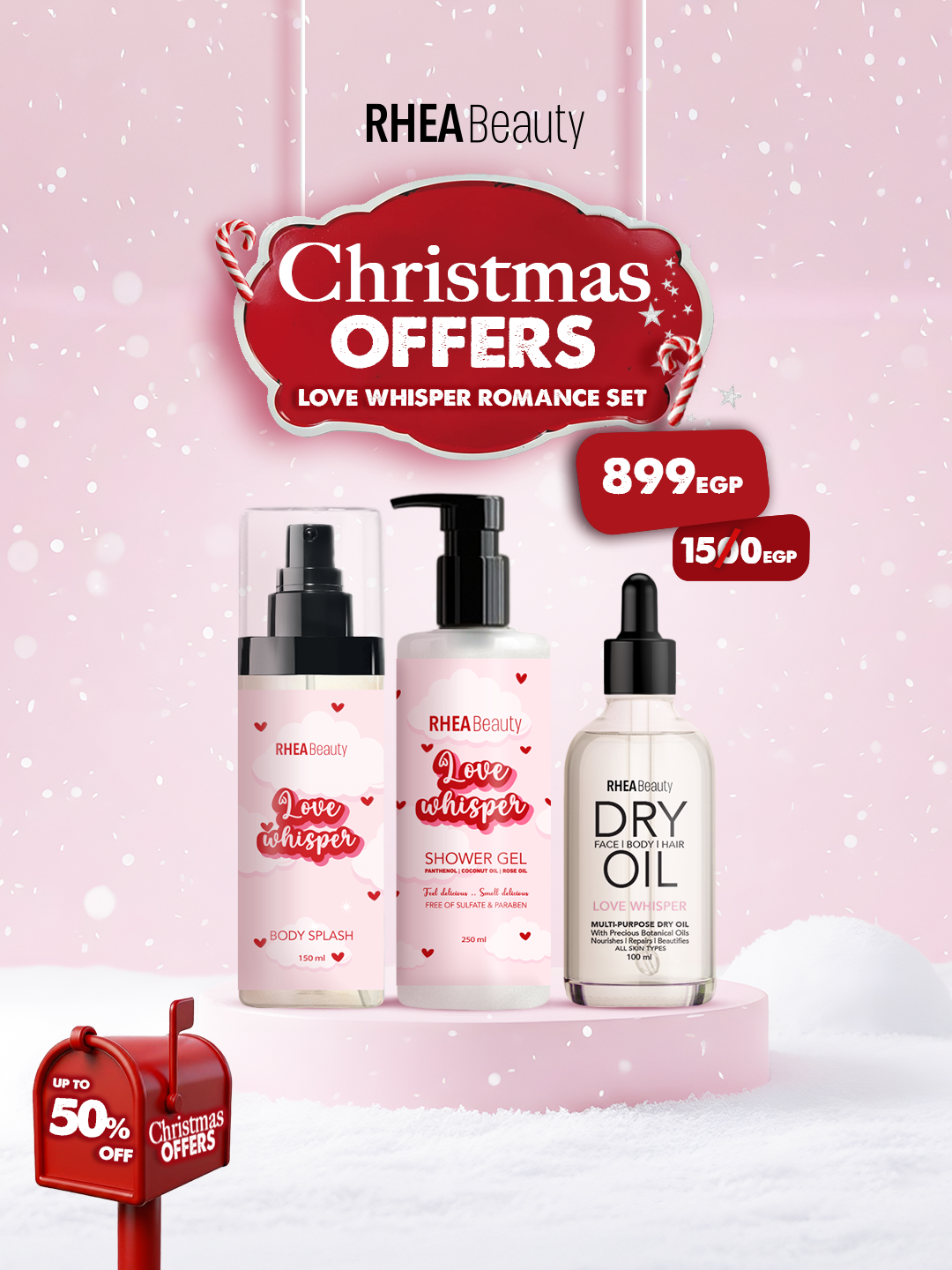 Love whisper romance set - love whisper body splash - love whisper body lotion - love whisper dry oil 100 mls