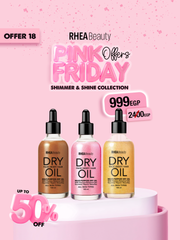 Shimmer and shine collection- bronze dry oil - pink dry oil- gold dry oil