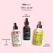 Triple Glow Bundle( hyaluronic acid serum- dry oil rose 100ml - anti hair loss )