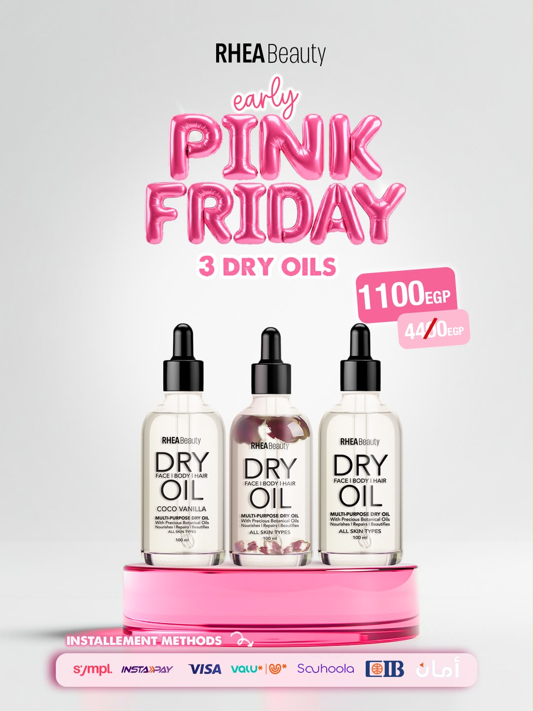3 Dry Oils Offer ( Rose - Jasmine - coco vanilla )