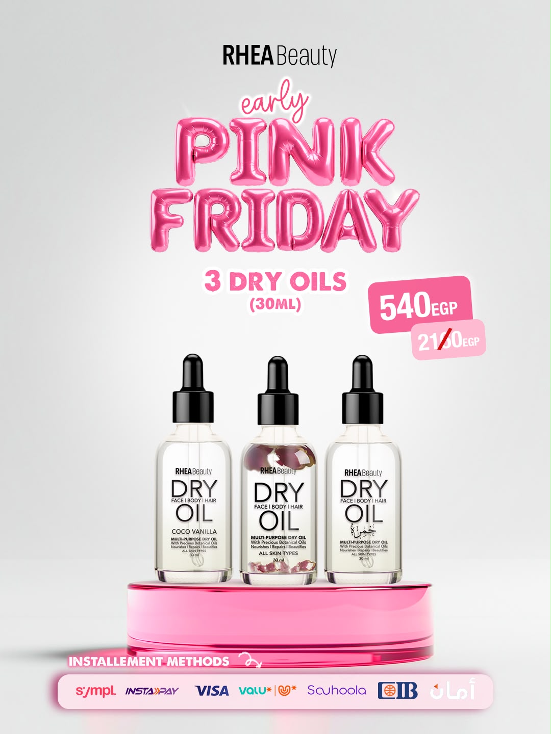 3 Dry Oils Offers (30ml) Rose - coco vanilla- khumra