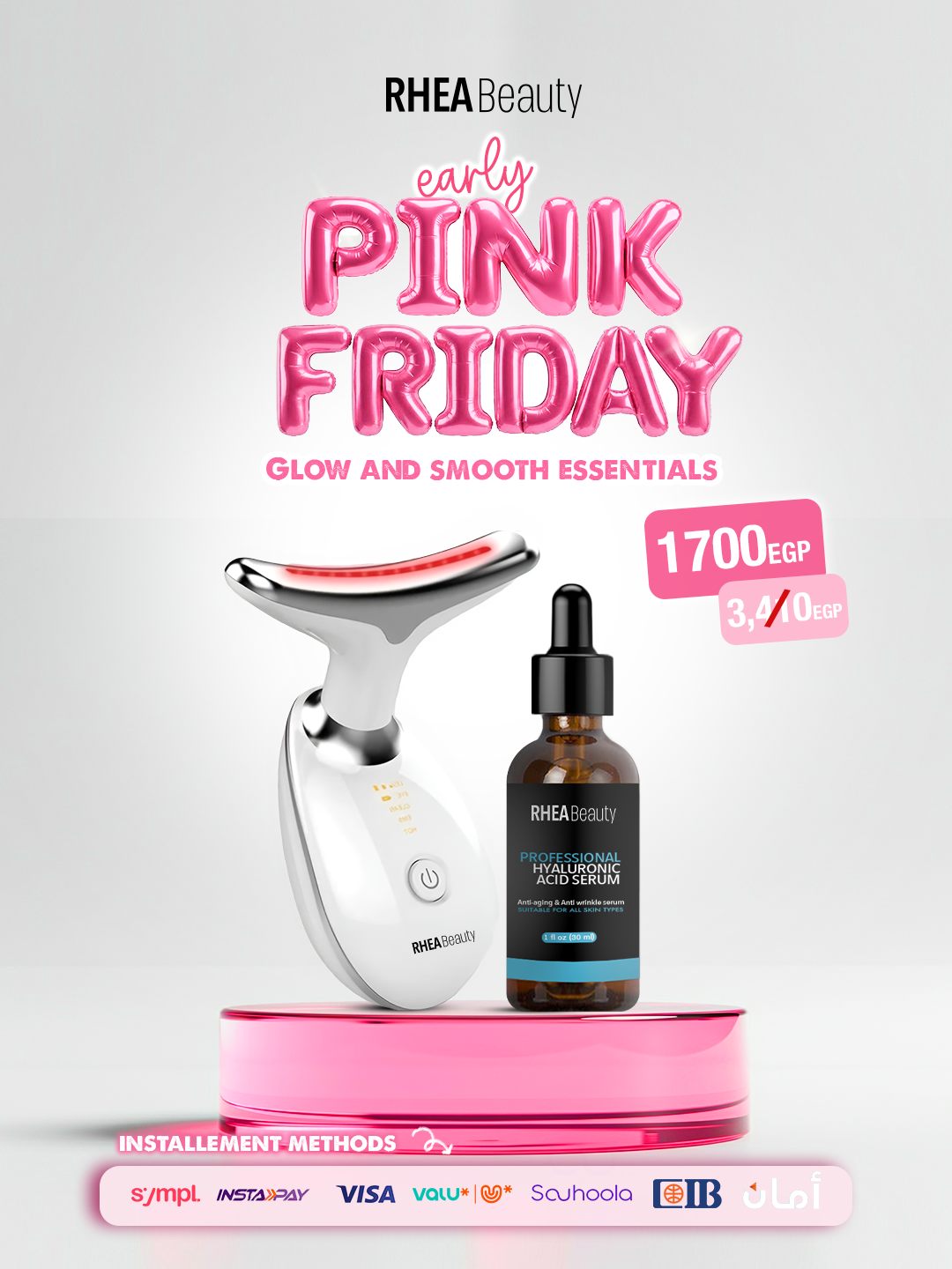 Glow and smooth essentials - face vibration EMS - Hyaluronic acid serum