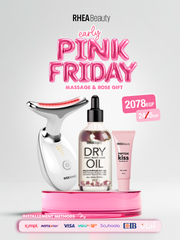 Massage & Rose Gift ( vibration face massager - dry oil rose 100ml - pink Vanilla lip peptide)