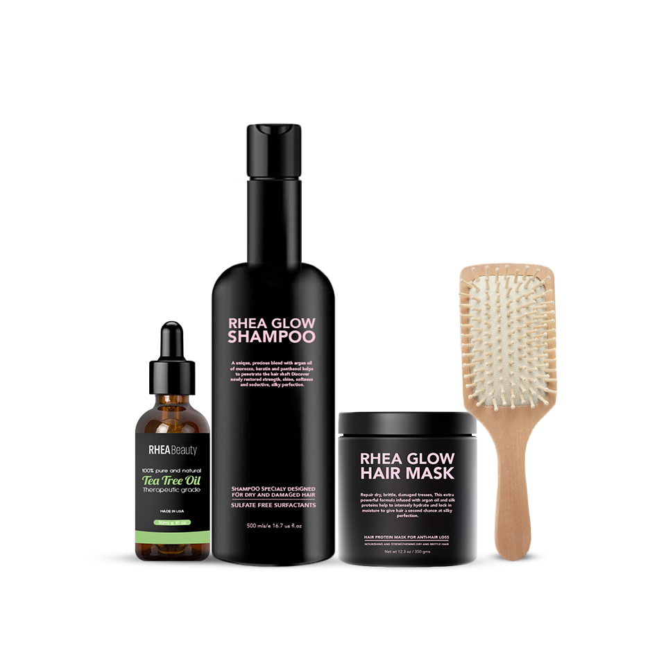 Hair care bundle( Tea tree oil- hair mask- hair shampoo- brush)